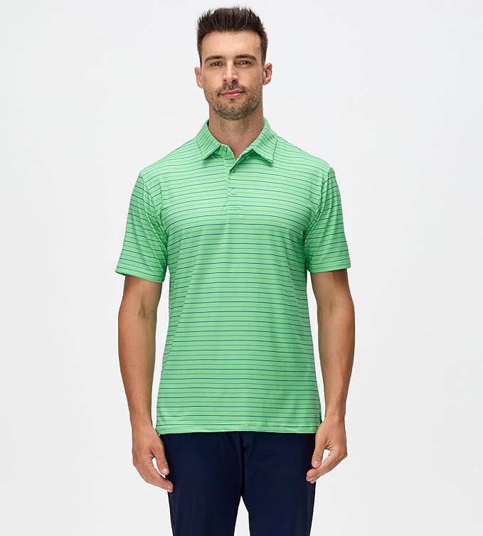 Esabel.C Jacquard Golf Shirts for Men Moisture Wicking Short Sleeve Performance Dry Fit Active Mens Polo Shirts
