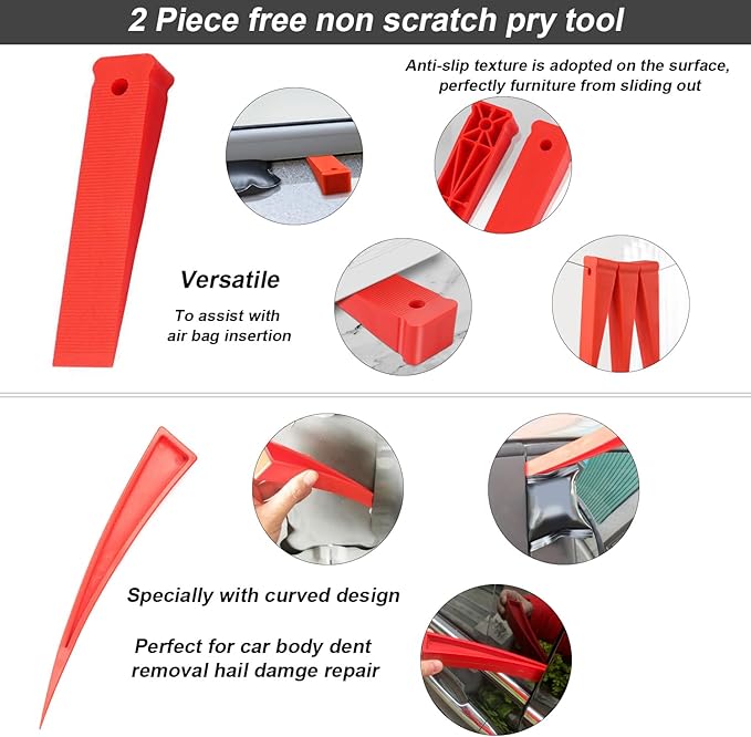 4 Pcs Air Wedge Bag Set Commercial Grade Air Wedge Bag Pump Leveling Kit Alignment Tool Inflatable Air Wedge Bag Tool Inflatable Shim Bag with 2 Plastic Wedge for Variety of Jobs