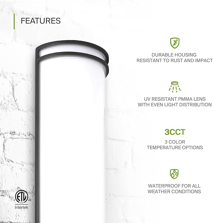 ASD 24 Inch LED Outdoor Sconce Lights - 25W 120-277V 3000K 4000K 5000K Black Exterior Lighting Fixtures, Dimmable Exterior Lights for House, Modern Patio Wall Light Fixture ETL 2 Pack