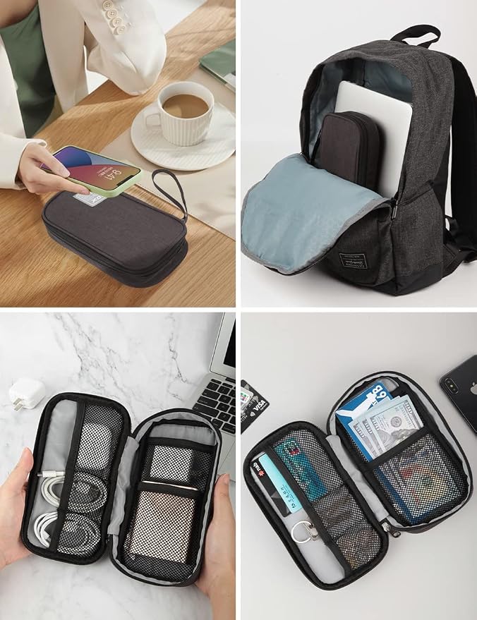 GOX Cable Organizer Pouch ��� Case for Chargers and Cords, Cord Organizer Travel Black, Small Cable Organizer Bag for Earbuds & Tech Accessories(Black)
