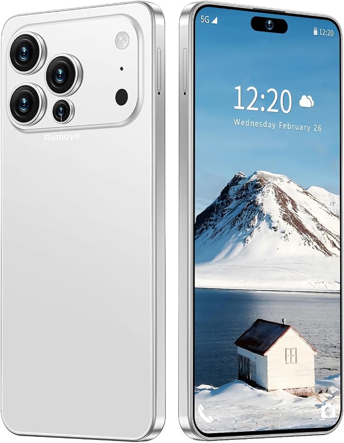 17 PMAX Unlocked Cell Phone,16GB+512GB Smartphone,6.99" HD Screen Android 15 5G Phones,Battery 7000mAh Android The Phone,Fingerprint Button Unlock/GPS/Face ID/Dual SIM/5G (White)
