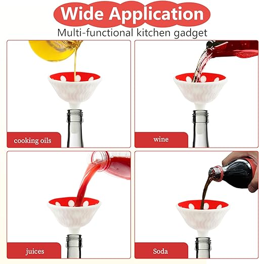 Silicone Mushroom Funnel, Small Kitchen Funnels for Filling Small Bottles, Collapsible Kitchen Funnel Set with 2 Cleaning Brushes, Funny Kitchen Gadgets Valentine Gifts for Women Stocking Stuffers