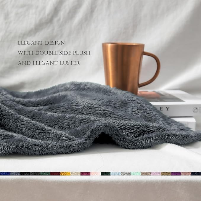 Exclusivo Mezcla Fuzzy Large Fleece Throw Blanket for Couch, Dark Grey | 50x70 Inches, Super Soft and Cozy Throw, Plush Fluffy Blanket for Sofa, Bed, Bedroom, Home Decor, All Season
