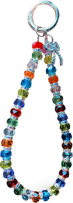 Phone Charm with Beaded Crystals, Anti-Theft Phone Strap, Hands-Free & Detachable Cellphone Lanyard, Cellphone Chain Wristlet with Tether Tab