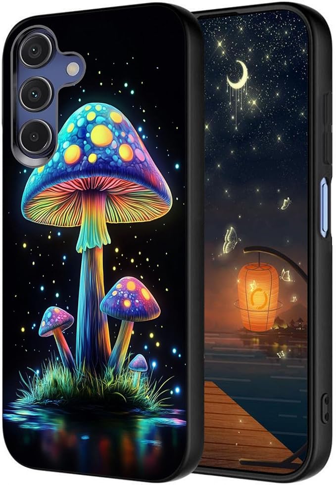 Designed for Galaxy A56 5G Phone Case,Slim Silicone Shockproof Protective Case for Galaxy A56 5G 6.7 inch,Luminous Mushroom