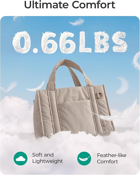 BAGSMART Boxy Tote Bag for Women, Crossbody Work Bag with Zipper | 3 Sizes Small Mini Tote Bag, Inner Tumbler Pocket Crush Bow Should Bag for Travel Work College