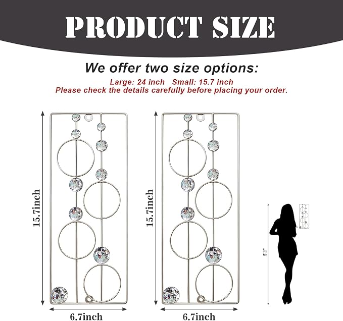 ZEXUIRU 2 Pcs Abstract Metal Art for Wall Decor Living Room Bedroom Bathroom Office Metal Bling Modern Geometric Hanging Vertical Small Iron Sculpture Plaque Pack -Silver 15.7in