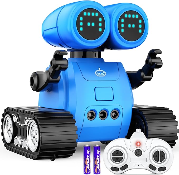 Hamourd Robot Toys for Boys Girls, Emo Robot with Walkie-Talkie Function, Gesture Sensing, Flexible Head & Arms, Programming Motion, Dance Moves, Music, Multi-Mode LED Eye, Toys for Ages