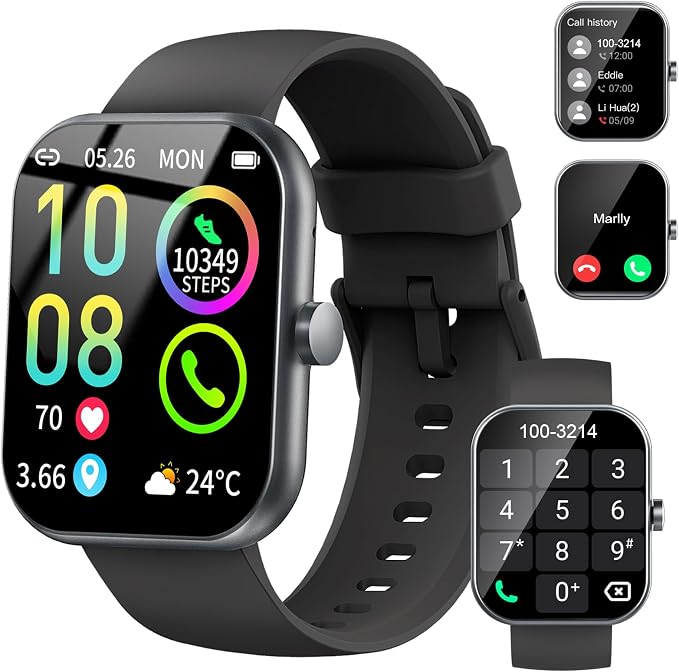 Smart Watch (Answer/Make Calls), 1.96" HD Smartatch for Men Women , 113+ Sport Modes, Fitness Tracker with Heart Rate/Sleep Monitor/Pedometer/Calories, IP68 Waterproof Running Watch for Android iOS