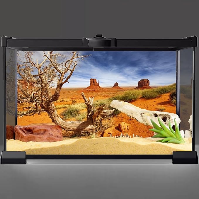 AWERT 30x12 inches Reptile Habitat Background Orange Desert Terrarium Background Durable Polyester Background