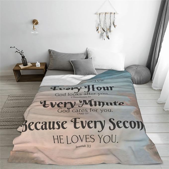 QETXVI Bible Verse Blanket with Inspirational Thoughts and Prayers- Religious Throw Blanket Soft Lightweight Cozy Plush Warm Blankets for Women Men Gift 40"X 50"