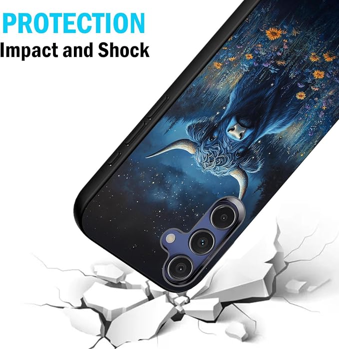 Designed for Galaxy S25 FE Phone Case,Slim Silicone Shockproof Protective Case for Galaxy S25 FE 6.7 inch,Cute Highland Cow