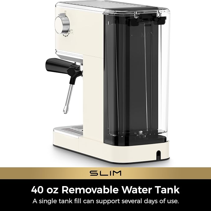 CHULUX Slim Espresso Machine with Milk Frother for Home Cappuccino, Creamy | Precise Pressure Gauge, Food-Grade Materials, 20 Bar Italian Pump, Professional Temperature Control System, Stainless Steel