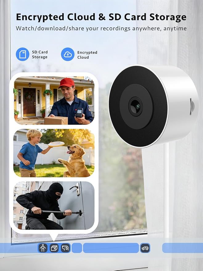 Septekon 2 Pack 2K Window Security Camera with No-Drill 18�� Tilt Angle Mount, Dual-Band 2.4GHz & 5GHz WiFi, Indoor Camera for Outdoor Monitoring, Color Night Vision, AI Human Detection, White