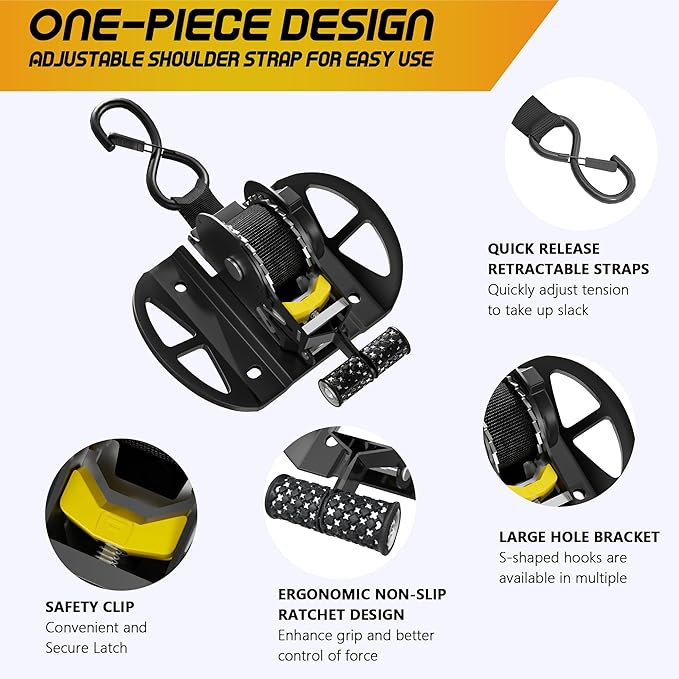 4PCS Retractable Ratchet Straps,Compatible with 2015-2025 Ford F150 Auto Retract Securing Strap,Integral Retracting Tie Down Straps for F250/F350/F450/F550 Accessories Truck Bed Mounted Ratchet Straps