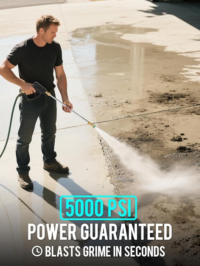 MEKOH Short Pressure Washer Gun, 5000PSI Stubby Pressure Washer Spray Gun for Car Wash, 10.5GPM Foam Gun with 3/8'' Quick Connect, High Pressure Washer Handle Gun with M22-14mm for Extension Wand/Hose