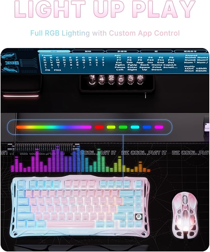 GravaStar Mercury K1 Lite 75% Wireless Mechanical Gaming Keyboard RGB | Gasket Mount, Hot Swappable Linear Switches, Creamy Sound Keyboard, 2.4GHz/USB-C/Bluetooth 5.0, for Win/Mac