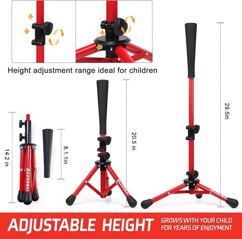 BaseGoal Baseball Tee - Adjustable Youth Batting & Softball Hitting Tee | Perfect for Teeball & Travel
