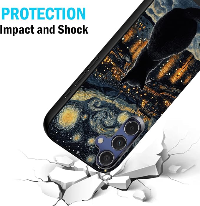 Designed for Galaxy A56 5G Phone Case,Slim Silicone Shockproof Protective Case for Galaxy A56 5G 6.7 inch,Eiffel Tower with Cat Scene