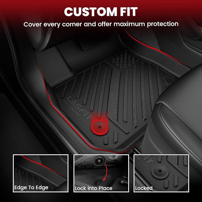 LASFIT Floor Mats & Trunk Mat for Honda Civic 2026 2025 Hybrid Hatchback, All Weather TPE Car Floor Liners,1st & 2nd Row & Trunk Liner, Fit 11th Gen