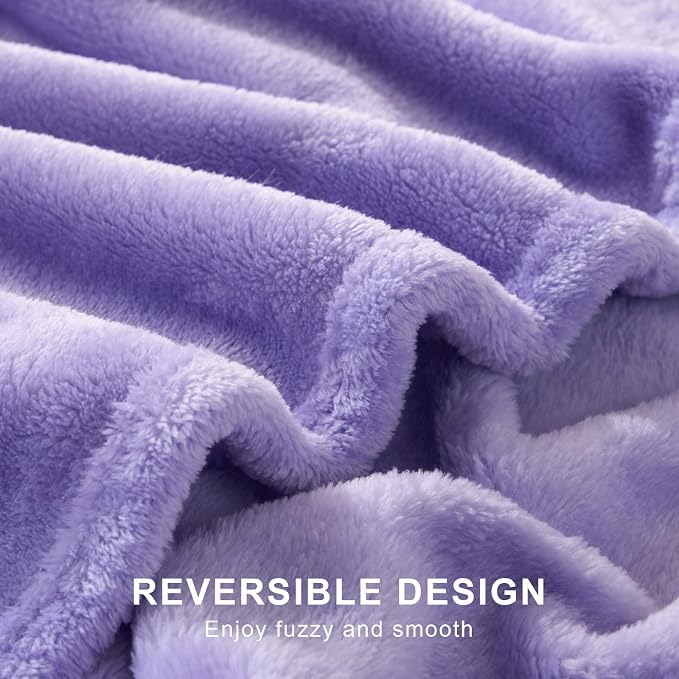 Hansleep Throw Light Purple Fleece Blanket, Soft Flannel Bed Blanket | Fuzzy Cozy Blanket 50x60 Inches, Multi-use for Bed, Sofa, Couch, Travel, Camping, All Season Warm Lightweight Cover