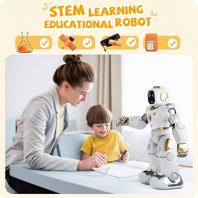 Ruko 1088 Programmable Robot Toy for Kids, STEM Learning Gift, Gold | Large Interactive Robot with Remote Control, App Control, Birthday Gift for Boys & Girls Ages 4 5 6 7 8 9