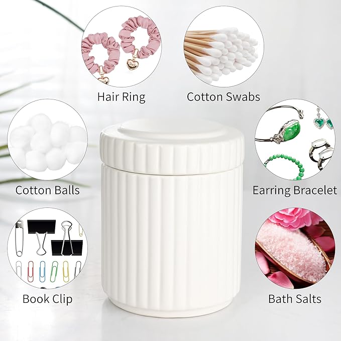 White Bathroom Accessory Set 5PCS, Ceramic Bathroom Accessories Set, Classic Design Bathroom Accessories Sets Complete, Home Apartment Modern Bathroom Decor Vanity Countertop, ANTIS'S HOME