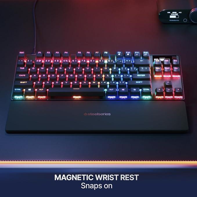 SteelSeries Apex Pro TKL Gen 3 Gaming Keyboard - OmniPoint 3.0 Analog Magnetic Switches, Quickset Auto-Presets (Rapid Trigger, Rapid Tap/SOCD, Protection Mode), OLED, RGB, PBT Keycaps, USB-C, Black