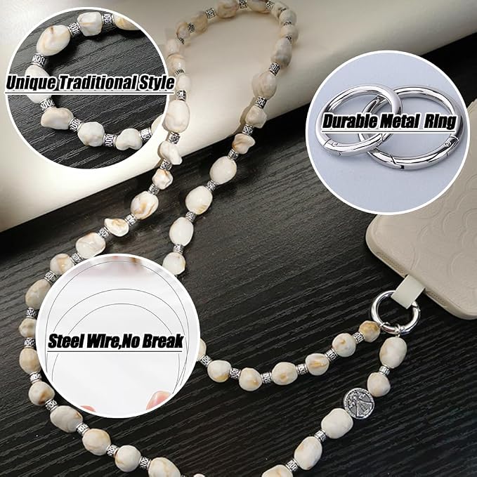 Phone Crossbody Strap, 2in1 Wrist Charm&Shoulder Lanyard,3Ways Usage free to Assembly and Disassembly Phone Strap with Tether Patches for Most Phones Bag Purse (L)