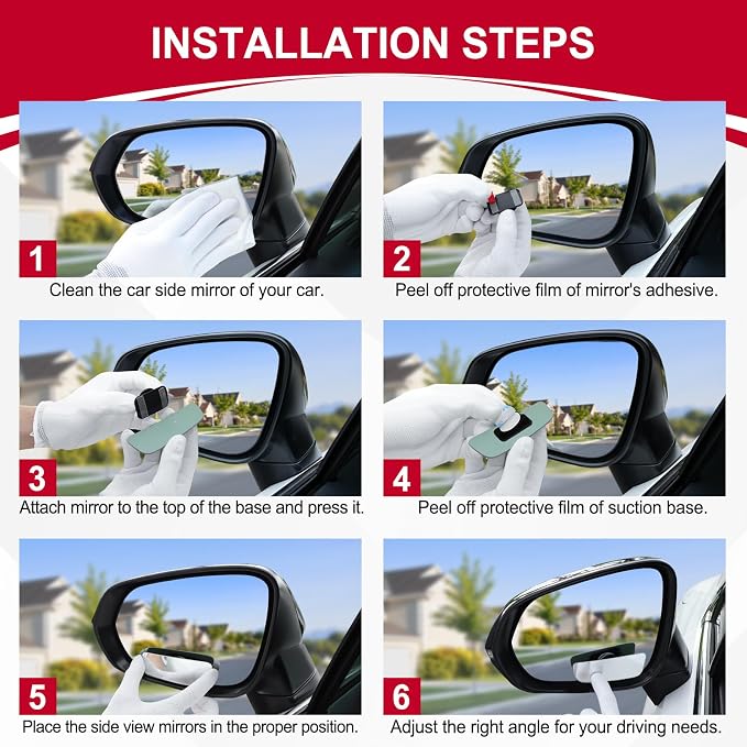 LivTee Blind Spot Mirror, Rectangular Shaped HD Glass Frameless Convex Rear View Mirror with wide angle Adjustable Stick for Cars SUV and Trucks, Pack of 2