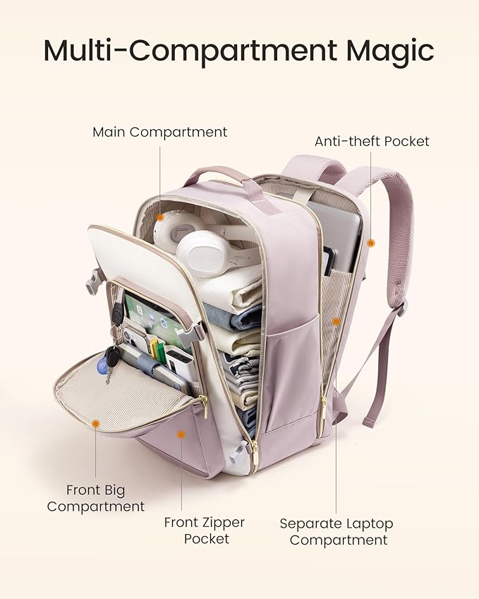 LOVEVOOK 56L Travel Backpack for Women & Men, Airline Approved Carry On Luggage with 3 Packing Cubes, TSA Overnight Bags, Waterproof Personal Item Bag, Weekender Essentials Backpacks fits 17" Laptop