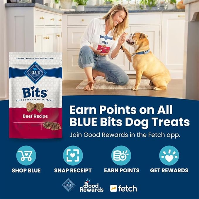 Blue Buffalo Blue Bits Natural Soft Moist Training Dog Treats Togo Chicken Recipe Bags, Contains Twelve (12) oz Bags