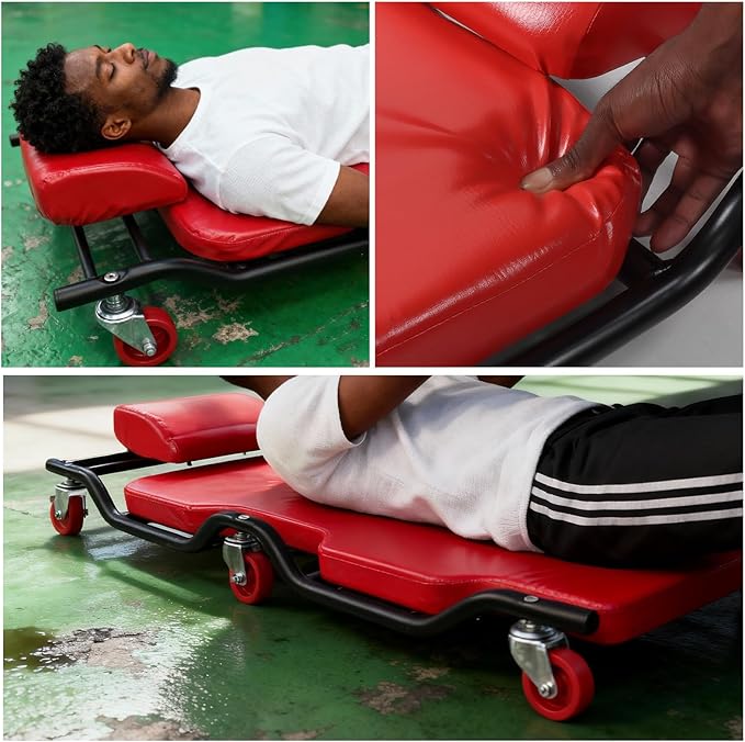 BESTOOL 44'' Heavy-Duty Creepers Automotive with 6 Sturdy Casters- Sturdy and dDurable, Metal Frame car Creeper