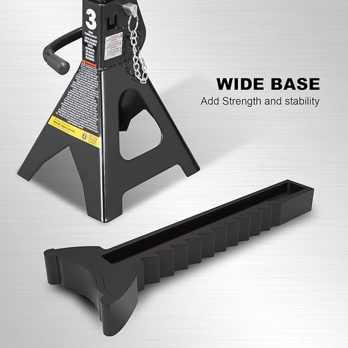 Torin 3 Ton (6,000 LBs) Capacity Double Locking Steel Jack Stands, 2 Pack, Black, AT43002AB