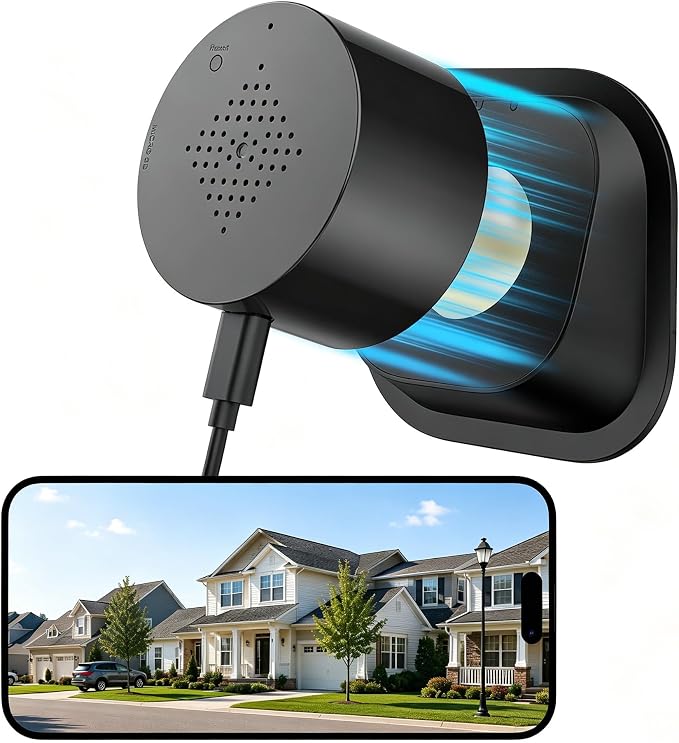 Septekon 2K Window Security Camera with No-Drill 18�� Tilt Angle Mount, Dual-Band 2.4GHz & 5GHz WiFi, Indoor Camera for Outdoor Monitoring, Color Night Vision, AI Human Detection, Black