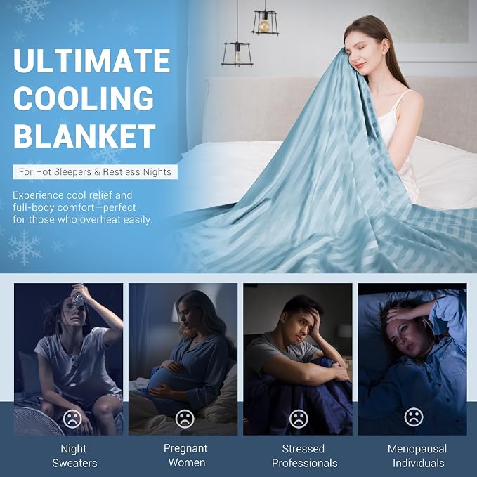 Elegear Double-Sided Cooling Blanket Throw for Hot Sleepers, Arc-Chill 3.0 | Q-Max>0.5 Cooling Fabric, Absorbs Heat to Keep Body Cool, Breathable Summer Blankets for Night Sweats & Menopause, 51"x67"
