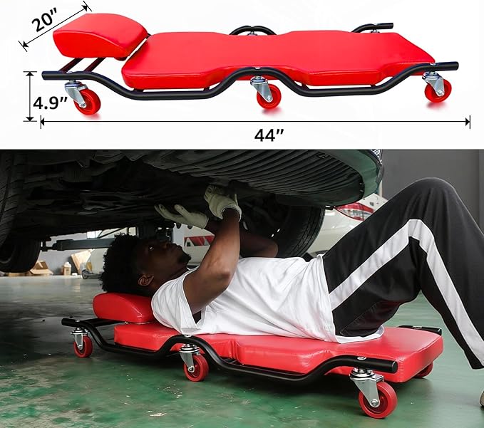 BESTOOL 44'' Heavy-Duty Creepers Automotive with 6 Sturdy Casters- Sturdy and dDurable, Metal Frame car Creeper