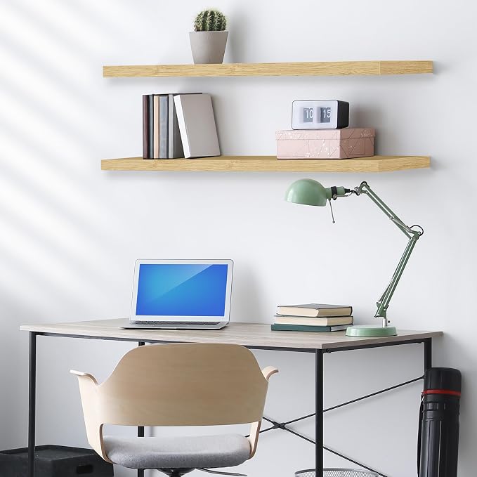 Sorbus Floating Shelves for Wall - 35 Inch Long Bathroom Shelves, Wall Decor for Bedroom, Kitchen, Living Room & Book Storage - Mounted Floating Shelf with Invisible Brackets (Maple Wood, 3 Pack)