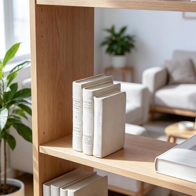 Decorative Books Living Room Décor - Resin Cream Faux Books Fake Modern Home Decoration for Bookshelf Coffee Table Décor 5.5 x 4.5 x 8 Inch Guichifun