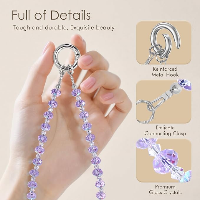 SURPHY Phone Charm, Handmade Beaded Phone Wrist Strap with Tether Tab | Phone Charm Strap, Phone Chain with Premium Metal Buckle, Wrist Strap Fits Cellphone Cases, Wallets, Bags, Keys