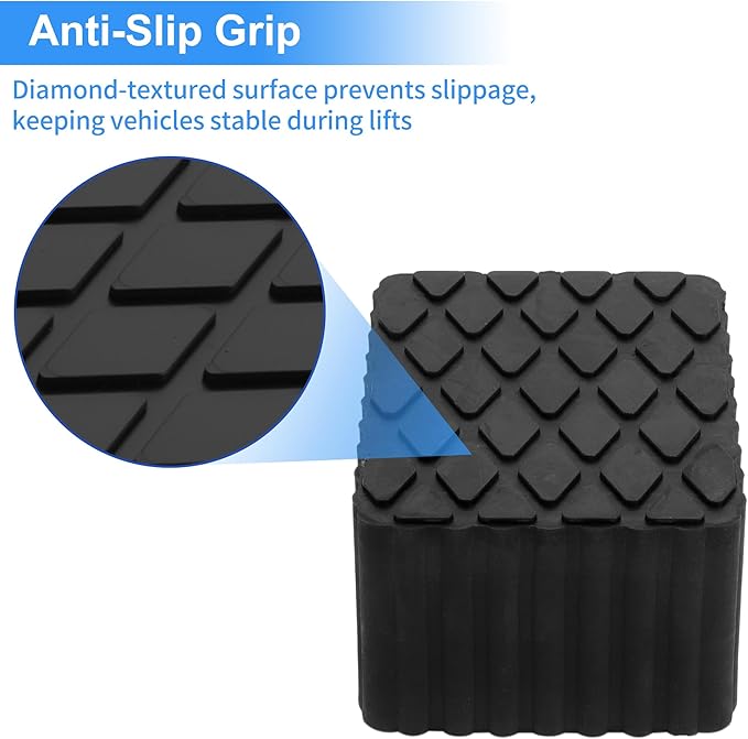Car Jack Pads 6.3" x 4.7" x 3.1" Universal Jack Pad for Car Lift Heavy Duty Rubber Jack Stand Pads 8,000 Lbs(3.6 Tons) Anti-Slip Protect Frame Black 1Pc