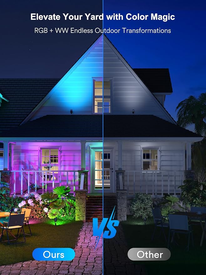 Smart Landscape Spotlights, Outdoor RGB Lights Works with APP/Voice Control | IP65 Waterproof, Low Voltage Color Changing Lighting for Yard Garden Pathway Lawn, 6 Pack