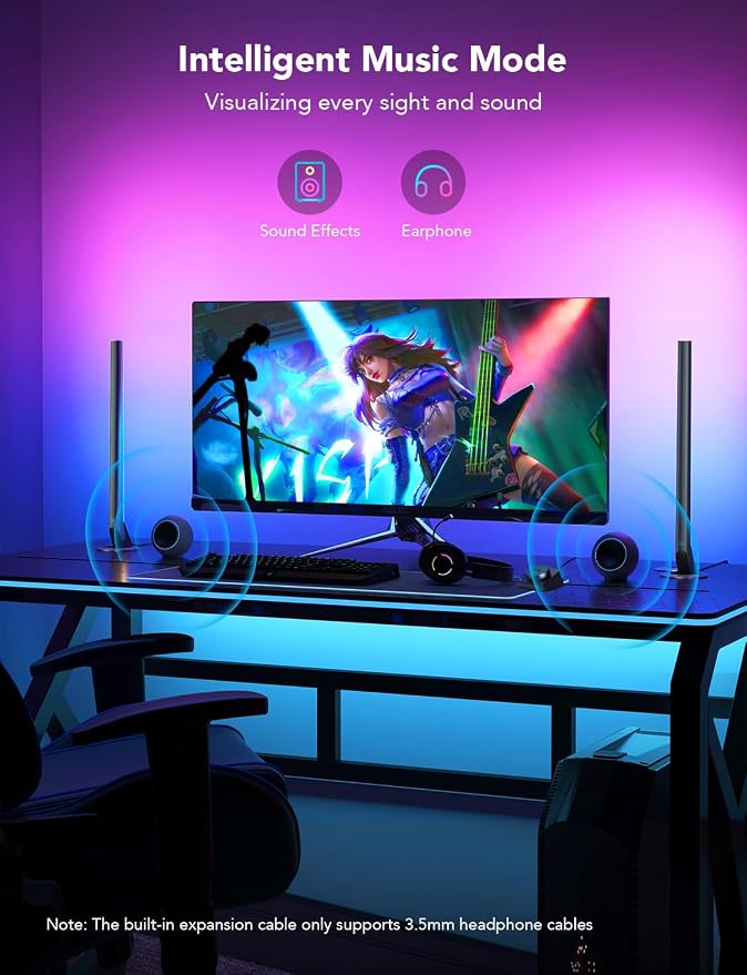 Govee RGBIC Gaming Light Bars H6047 with Smart Controller, Wi-Fi Smart LED | Gaming Lights with Music Modes and 60+ Scene Modes Built, Works with Alexa & Google Assistant, New Year Lights Decor