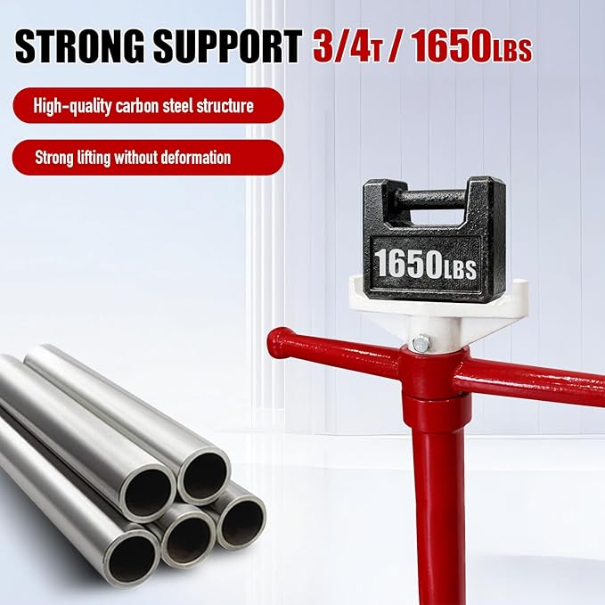 UnderHoist Support Stand, 3/4 Ton Capacity, Under Hoist Jack Stand Car Support, Lifting from 53.5 to 79.9 in,12 Inch Diameter Base, Self-Locking Threaded Screw, Heavy Duty Support Vehicle Components