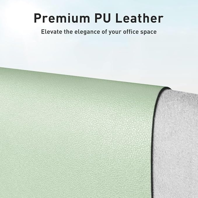 Aothia Faux Leather Desk Mat – Large Mouse Pad, Non-Slip PU Leather Blotter, Waterproof Writing Surface for Office and Home (Aqua, 47.2" x 23.6")