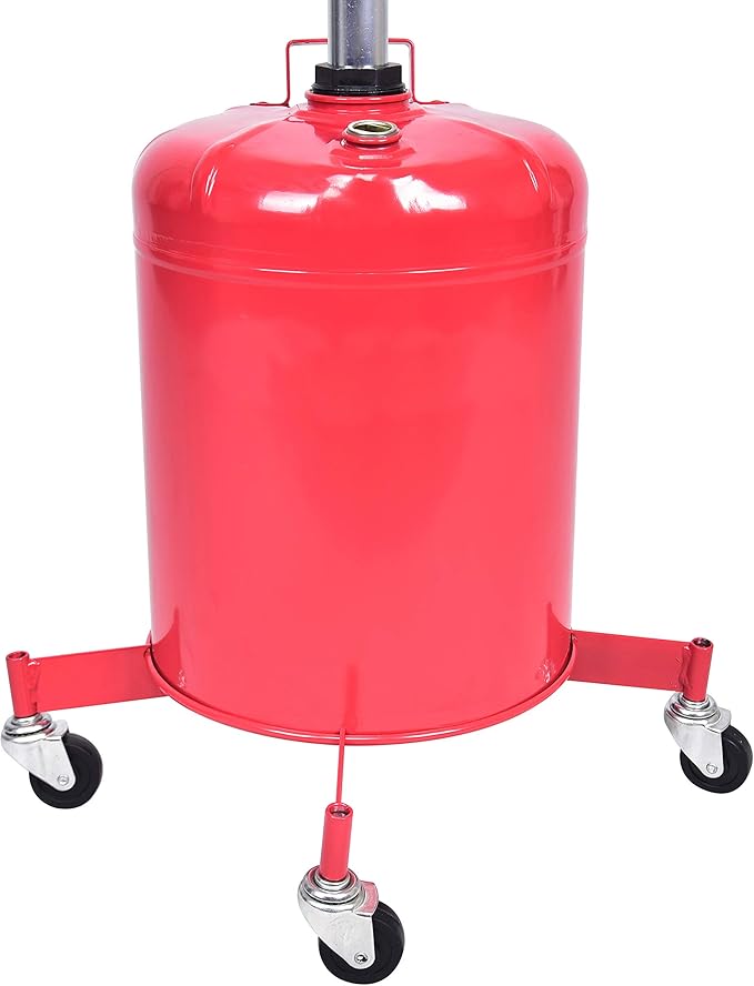 5 Gallon Oil Drian Portable Steel Oil Drain, Waste Oil Drain with Wheel, Adjustable Height, Red (AODT-5)