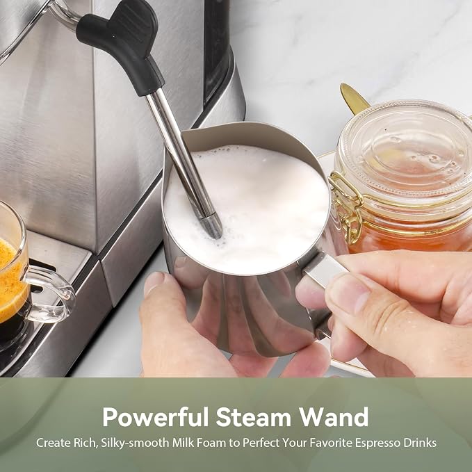 Gevi 20 Bar Compact Espresso Machine for Home,Latte、Cappuccino Coffee Maker | Removable Water Tank; Include Necessary Accessories; Can Make Americanos; Easy to Clean and Maintain; with Milk Frother;