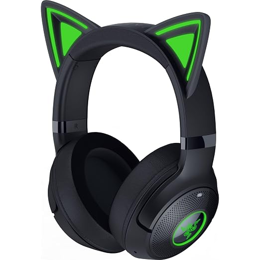 Razer Kraken Kitty V2 BT Wireless RGB Headset, Black | Chroma RGB Kitty Ears & Earcups, Bluetooth 5.2, 40 mm Drivers, Noise-cancelling Mics, Lightweight, USB-C, 40 Hr Battery