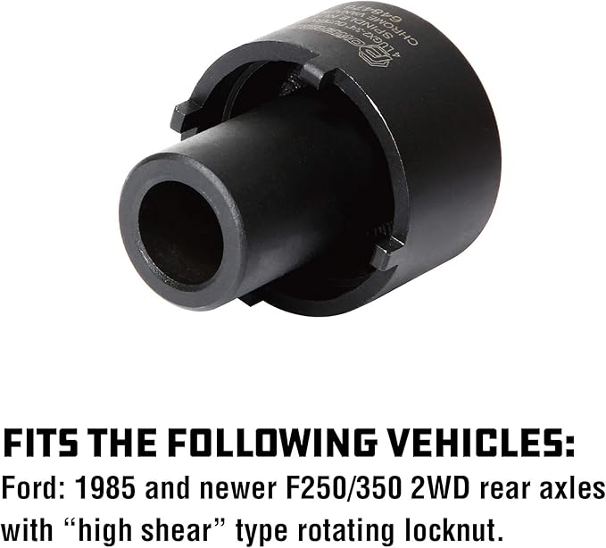 Powerbuilt Spindle Nut Socket, 4 Lug, 2-3/4-inch Outer, Ford, Easy Removal of Spindle Nuts, 2WD Rear Axles, Rotating Locknut - 648476, Black