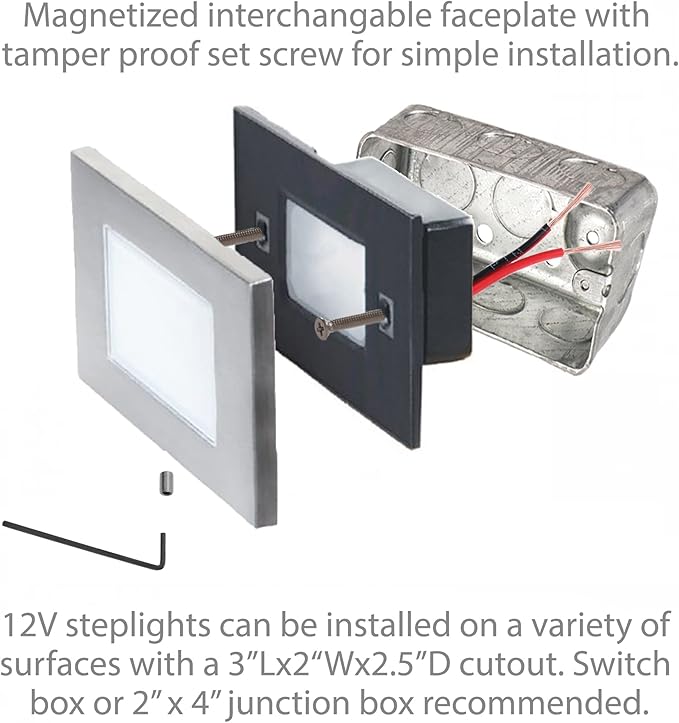 WAC Landscape Lighting, LEDme 120V LED Vertical Scoop Indoor and Outdoor Step and Wall Light 3000K Built-in LED in Brushed Nickel